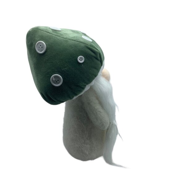 Green Mushroom Gnome Plush Stuffed 12.5" White Buttons Spring Decor - Picture 5 of 7